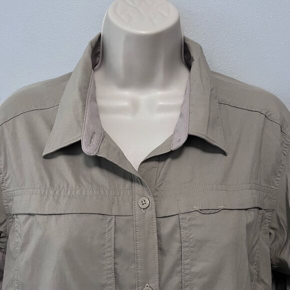 REI Co Op Outdoor Khaki Long Sleeve Button Down Shirt Size L - Picture 2 of 10